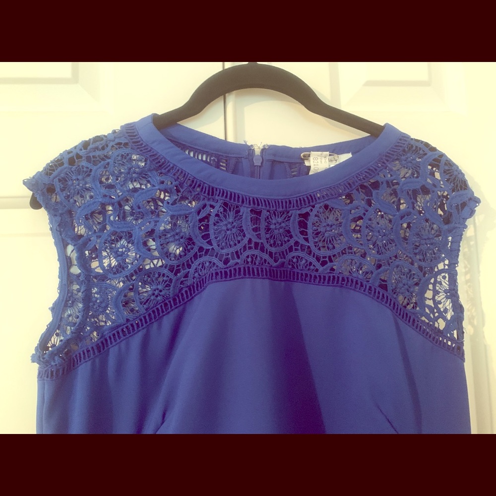 Blue Medium mini crochet party dress.